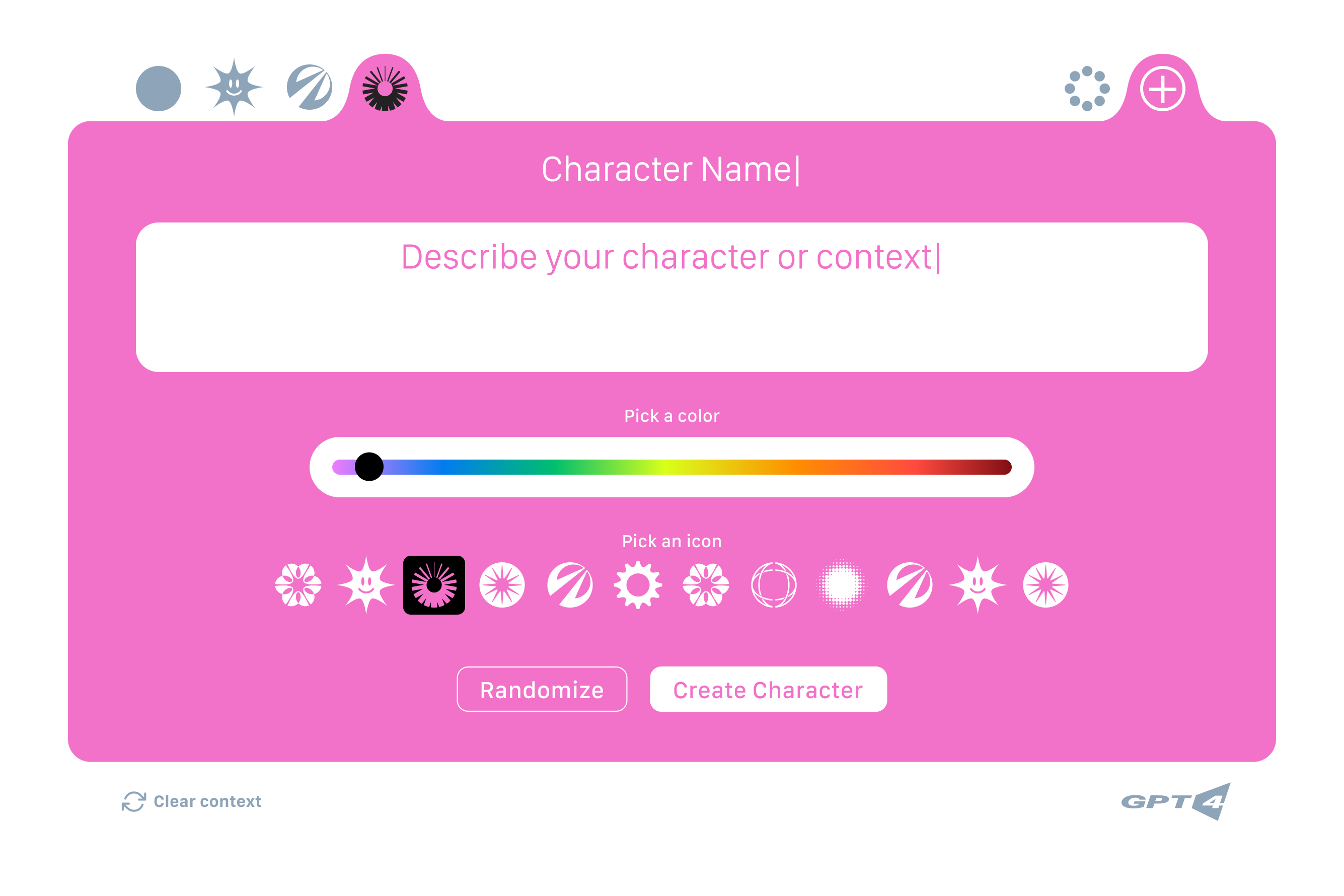 Embedded character creator