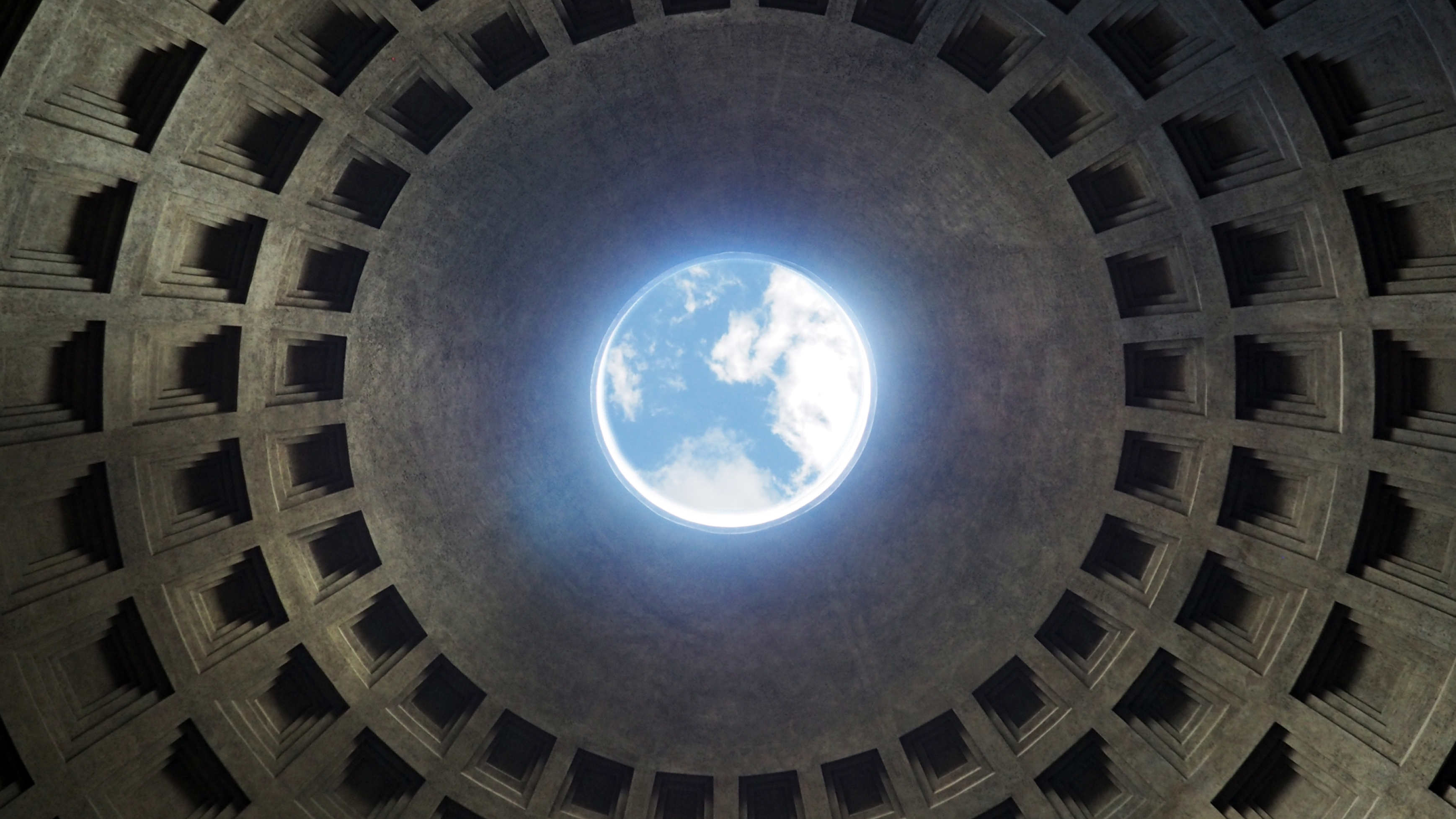 Pantheon Oculus with clouds in the sky